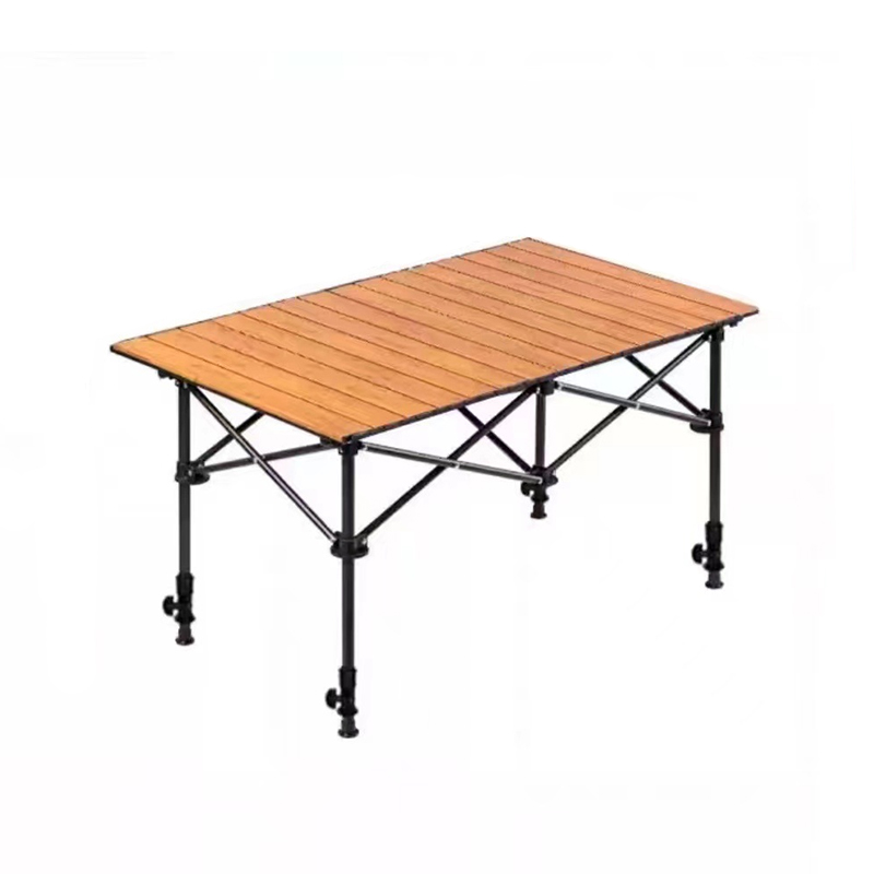 Holzmaserungs-Camping-Rolltisch