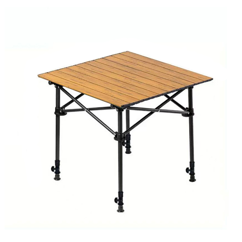 Holzmaserungs-Camping-Rolltisch