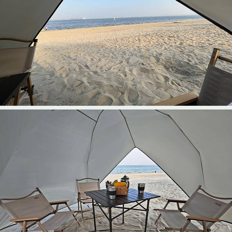 MSBT121 Beigefarbenes, einlagiges Strandzelt mit Sonnenschutz