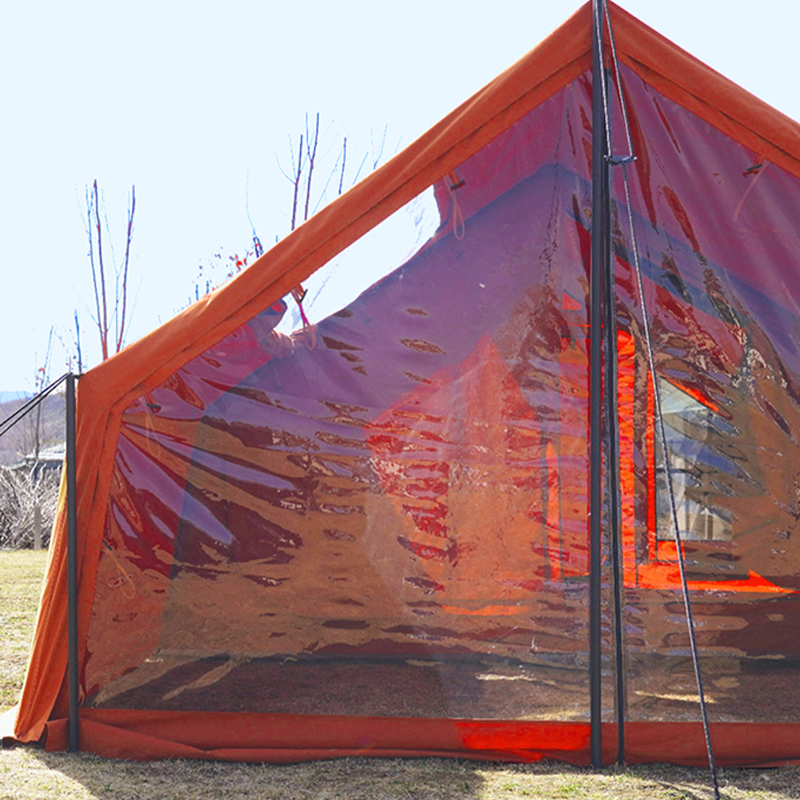 Orangefarbenes aufblasbares Zelt aus Polyester-Baumwolle