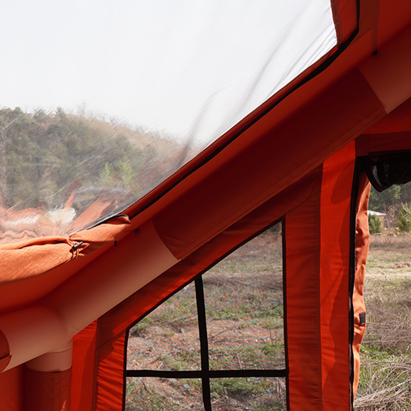 Orangefarbenes aufblasbares Zelt aus Polyester-Baumwolle