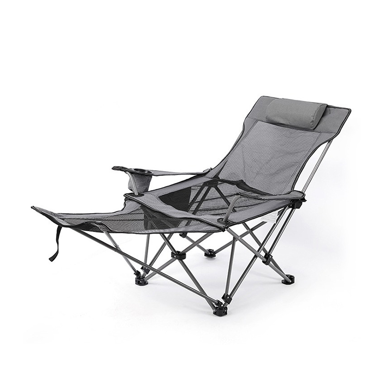 Strand-Loungesessel aus Oxford-Stoff, Karbonstahl
